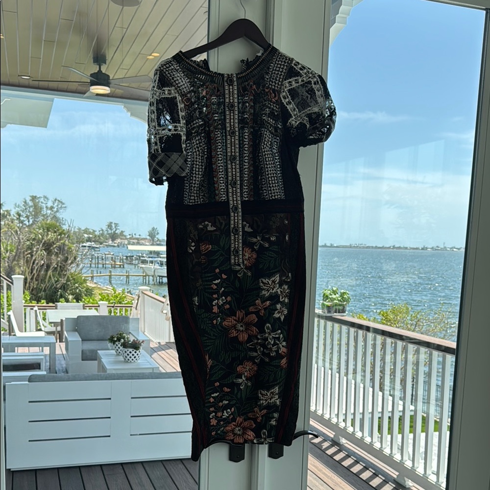 Elegant Black and Multicolor Embroidered Dress